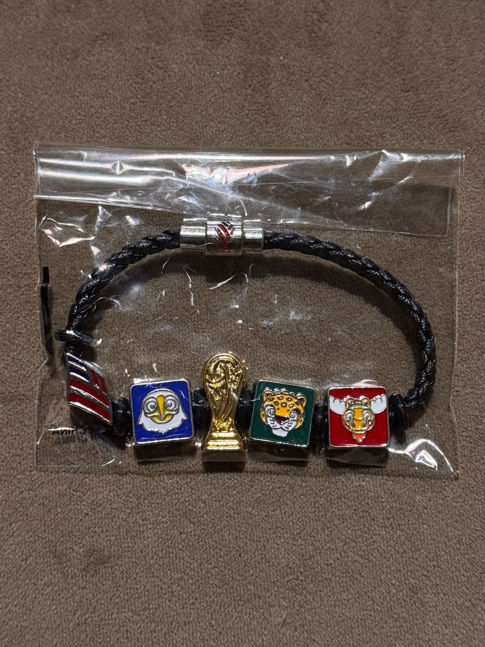 NWT Bank of America World Cup Charm Bracelet Trophy & FIFA Mascots Charms